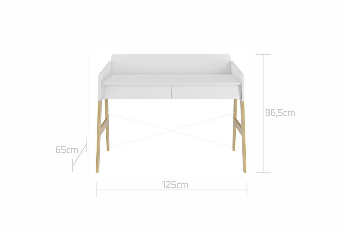 KINDERSCHREIBTISCH SoSixty - Weiß, Holzwerkstoff (128/74/65cm) - RAUMHIRSCH FURNITURE