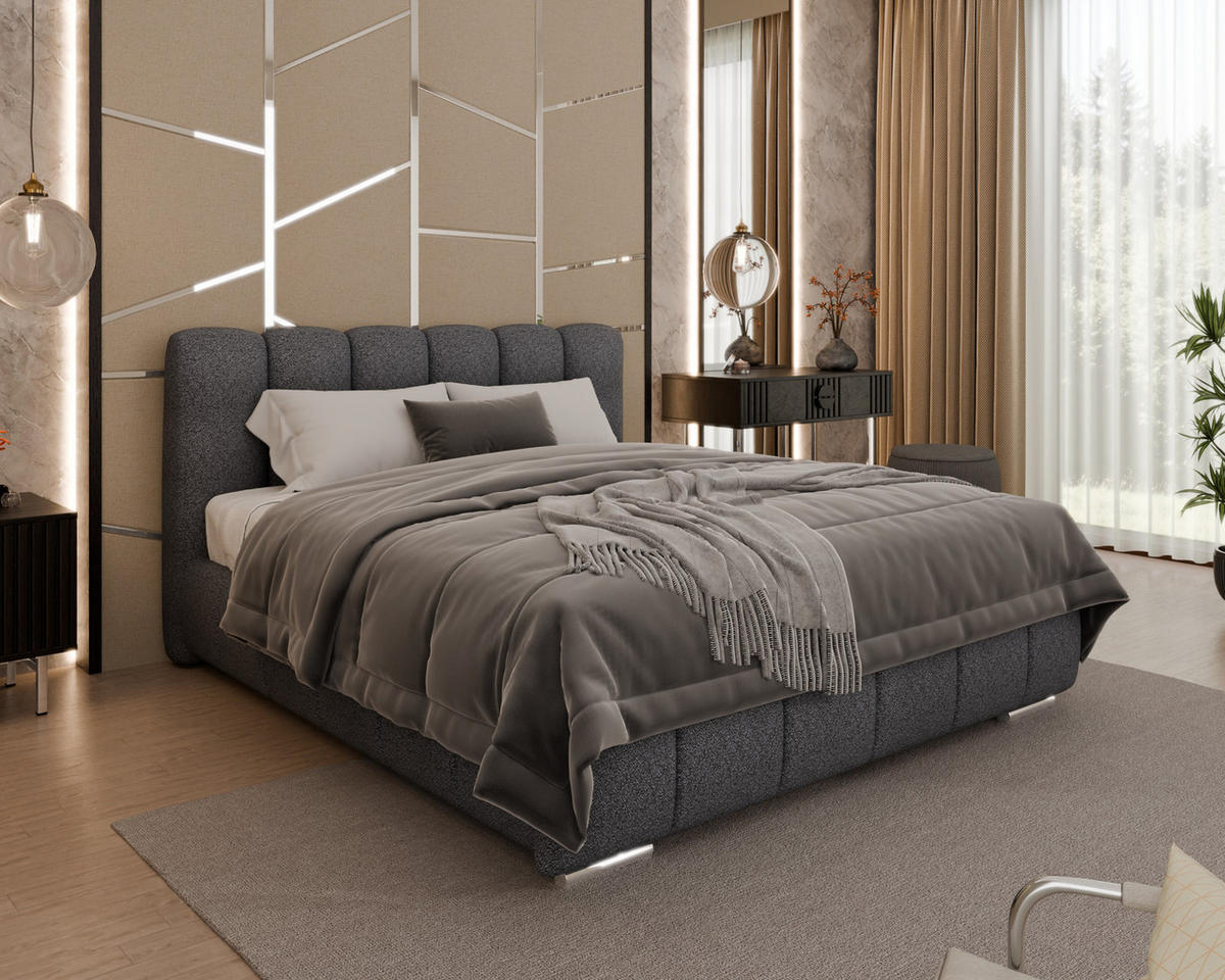 POLSTERBETT Zaira 160x200cm – Elegantes Polsterbett für modernen Wohnstil , ohne matratze, Graphitfarben - Graphitfarben, Holz (140/200cm) - Homesy