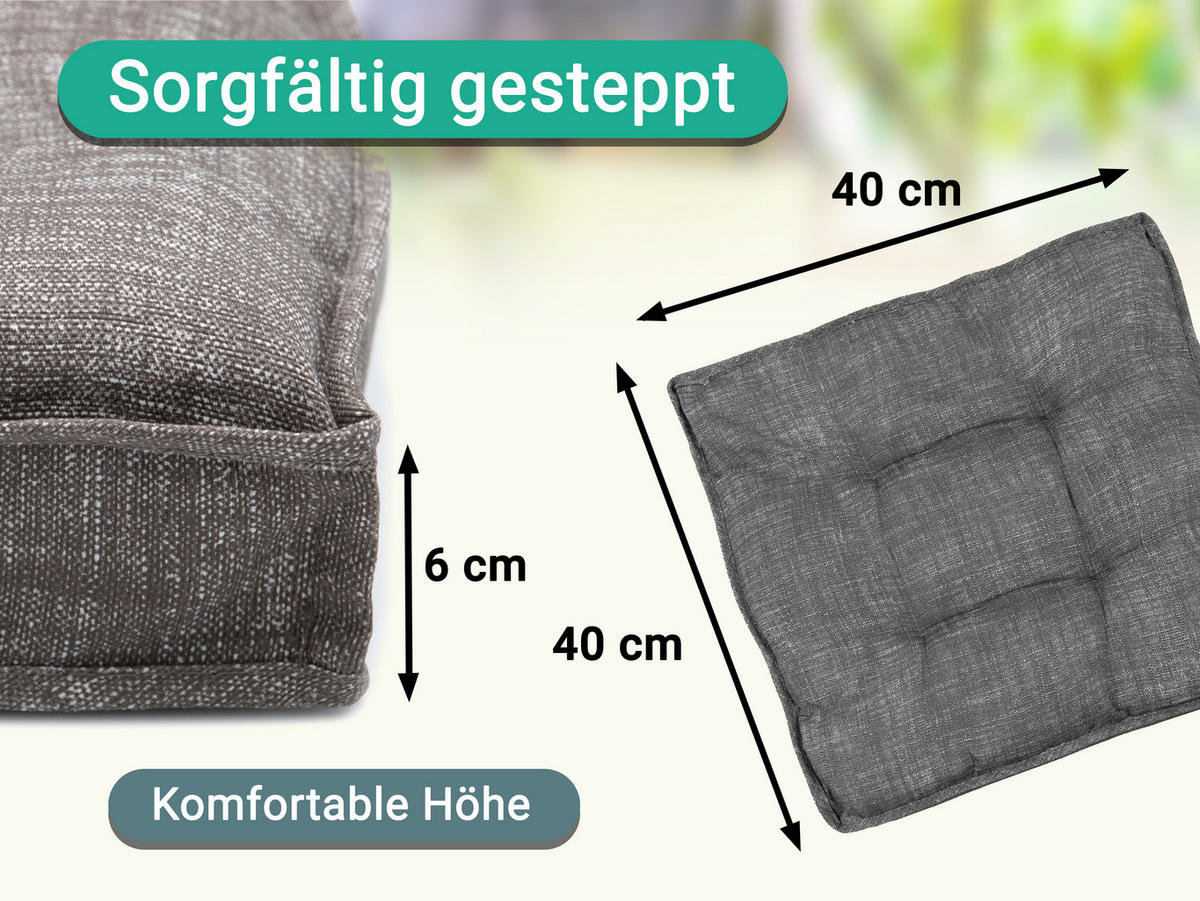 STUHLKISSEN, 4er-Set, 40x40 cm, 55% Baumwolle, 45% Polyester, Grau - Grau, Textil (40/40/6cm) - Zollner