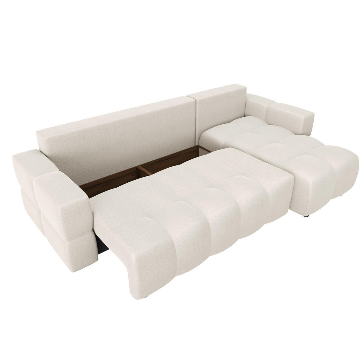 ECKSOFA RECHTS SCHLAFSOFA Mit Stauraum Stoff creme 286 cm - Creme, Textil (286/169cm) - Sia Home