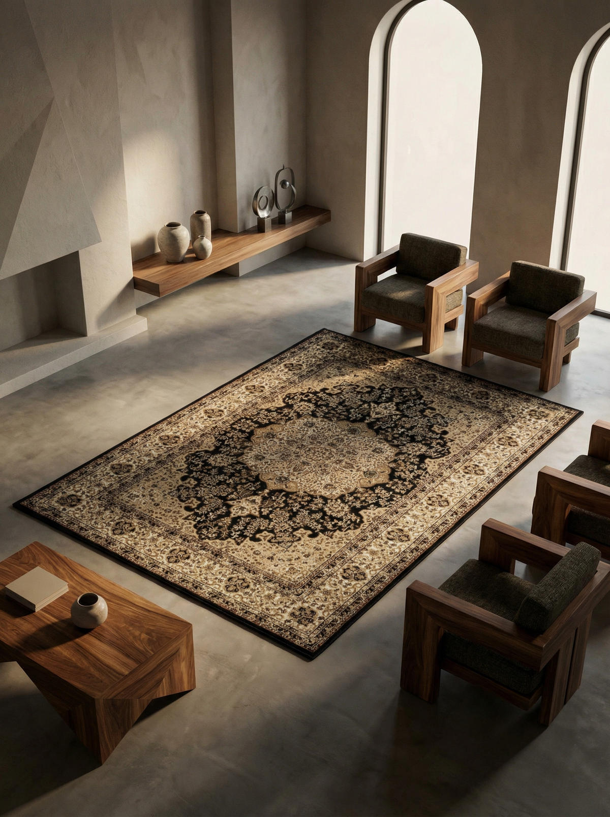 TEPPICH Kurzflor GEISLER in Schwarz, orientalisch, aus Polypropylen, 200 x 290 cm - Beige, Textil (200/290cm) - KADIMA DESIGN