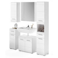 BADMÖBEL-SET weiß Hochglanz 5-teilig 150 cm, Badkombination mit Spiegelschrank - Weiß Hochglanz, Glas/Holzwerkstoff (150/182/34cm) - Inn.Furn