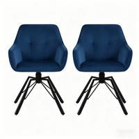 ESSSTUHL 2er-Set drehbar 58,5 x 82,5 x 54,5 cm Blau Samt Metall - Blau, Metall (54/82.5/57cm) - Meubliv