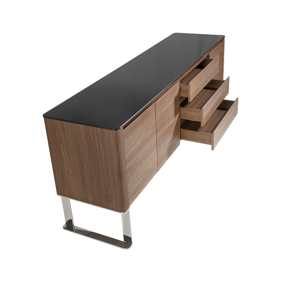 SIDEBOARD Walnuss Schwarz 200/50/81 cm - Walnussfarben/Schwarz, Holz/Metall (200/81/50cm) - ANGEL CERDA