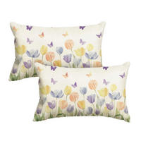 ZIERKISSENBEZUG 2er Set 30 x 50 cm Tulpen Schmetterling - Multicolor, Textil (30/50cm)