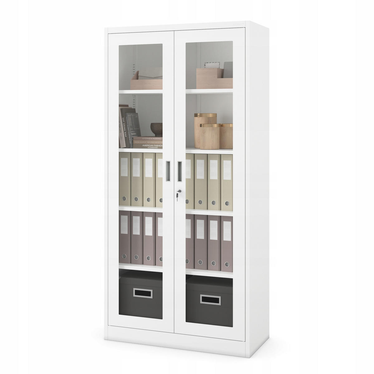 VITRINENSCHRANK Amelia - Weiß, Metall (90/185/40cm) - Jan Nowak