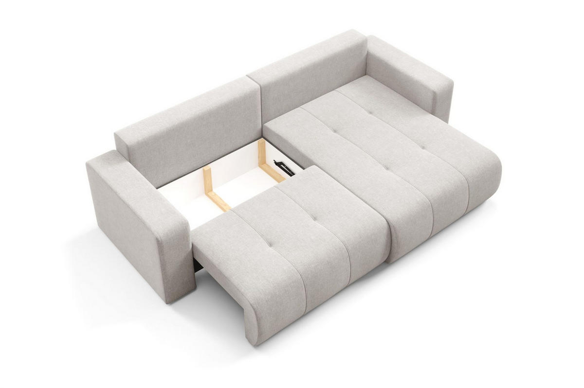 ECKSOFA Augusto - Hellgrau, Holzwerkstoff/Textil (244/149cm) - Fun Möbel