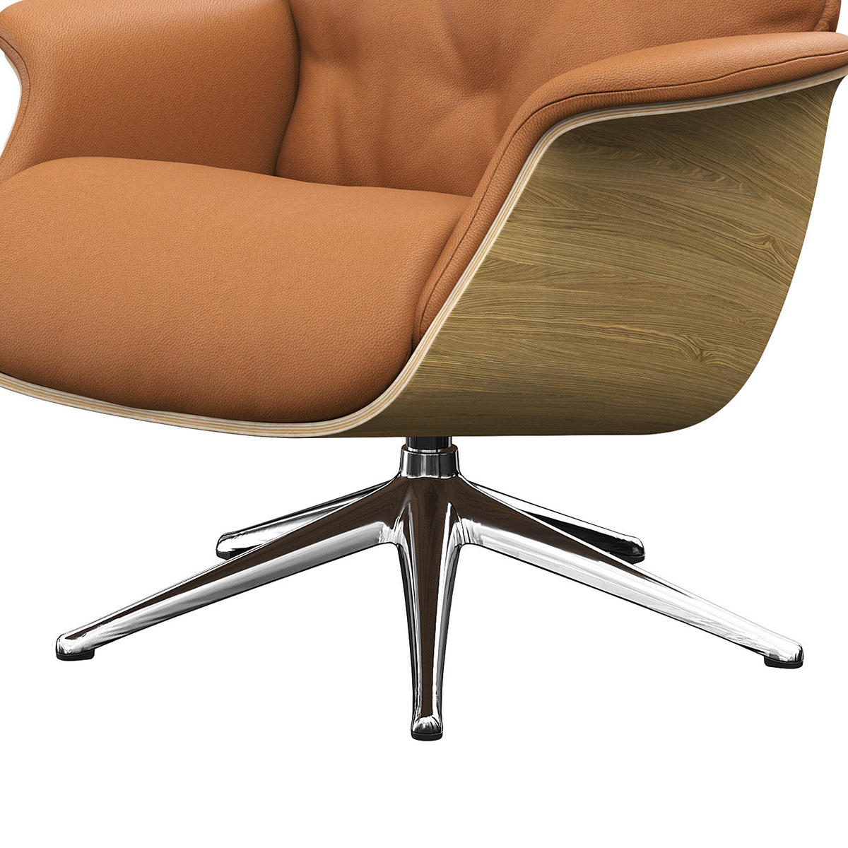 RELAXSESSEL - Echtleder - Chromfarben/Cognac, Leder/Metall (83/118/83cm) - home24