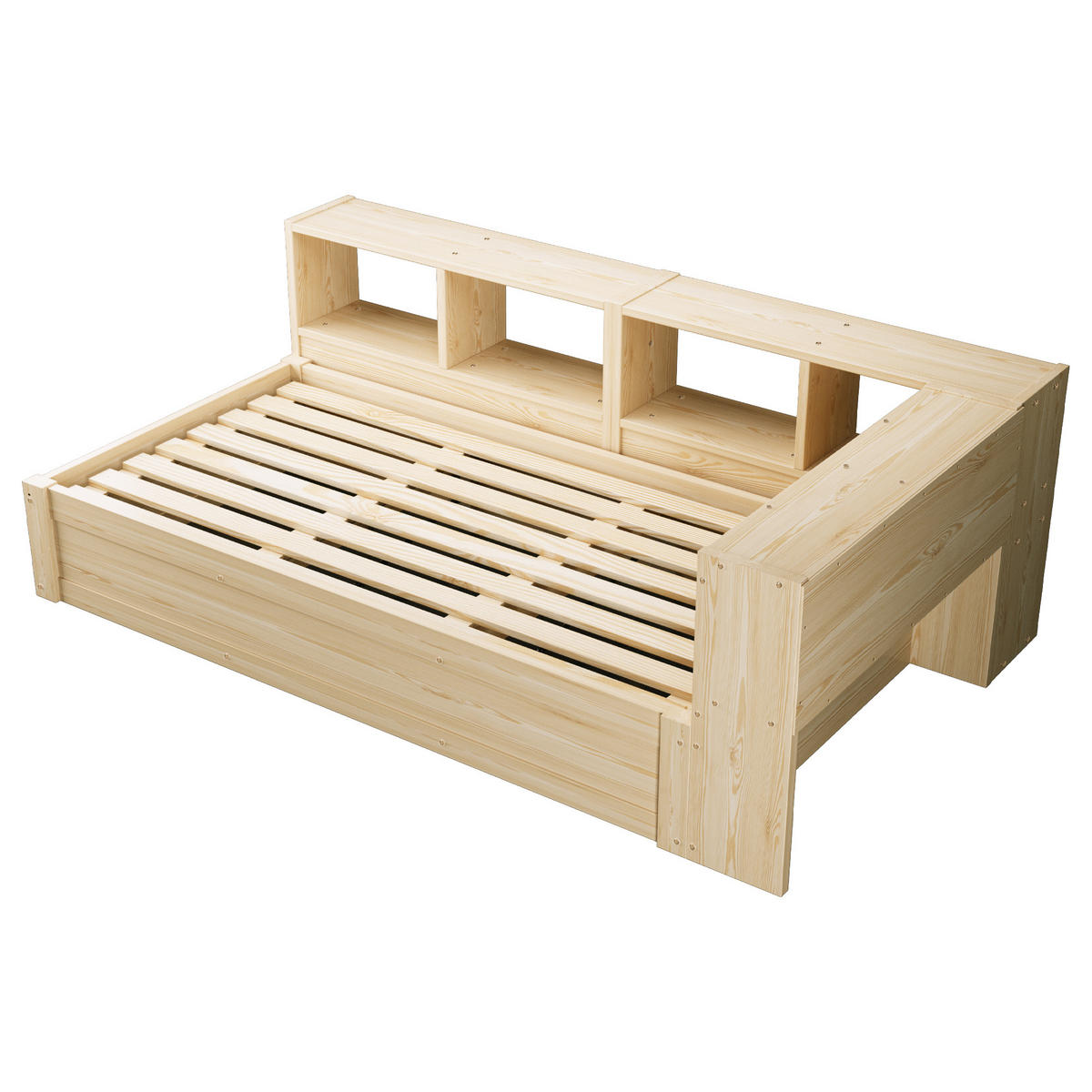 SCHLAFSOFA 90x200cm LED Stauraum Steckdose Massivholz - Naturfarben, Holzwerkstoff (90/200cm) - FLIEKS