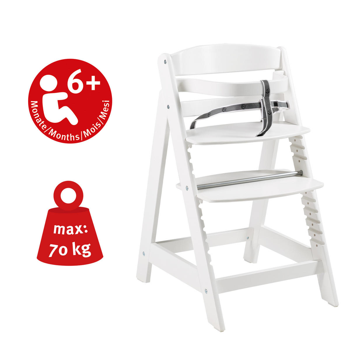 KINDERHOCHSTUHL - Sit Up CLICK - weiß - Weiß, Holzwerkstoff (44.5/80/54cm) - Roba