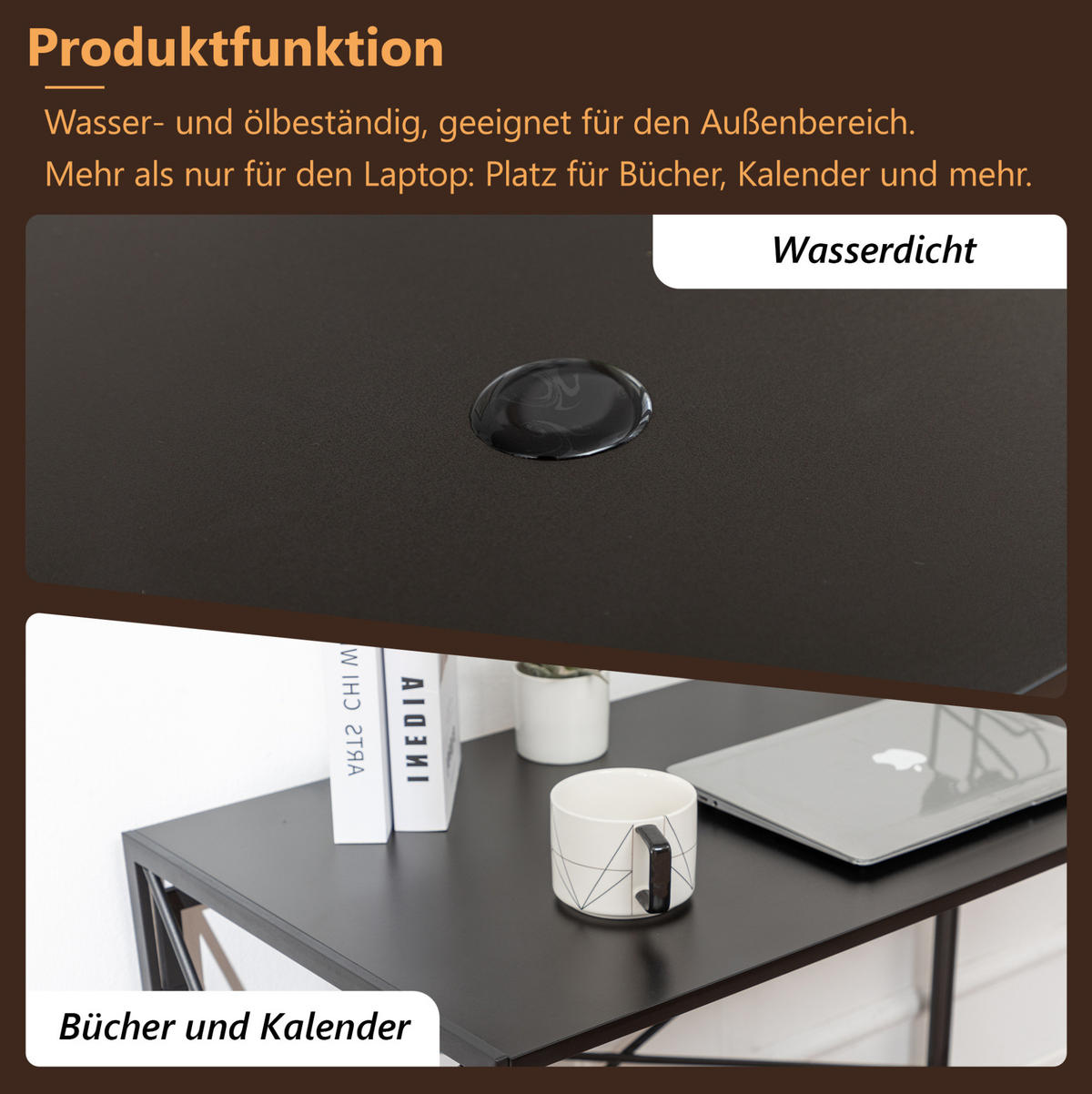 SCHREIBTISCH faltbar 99 x 50 x 75 cm MDF Metall Black - Schwarz, Metall (99/50/75cm) - Meubliv