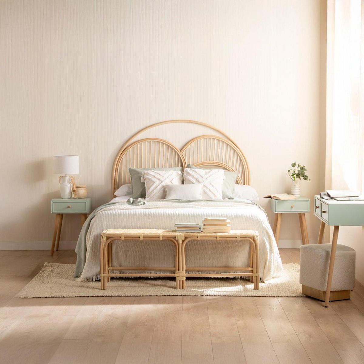 NACHTTISCH MIT 1 SCHUBLADE Tai Grün 40 cm x 61 cm 2er-Set - Grün, Holzwerkstoff (40/61/36cm) - Klast Home