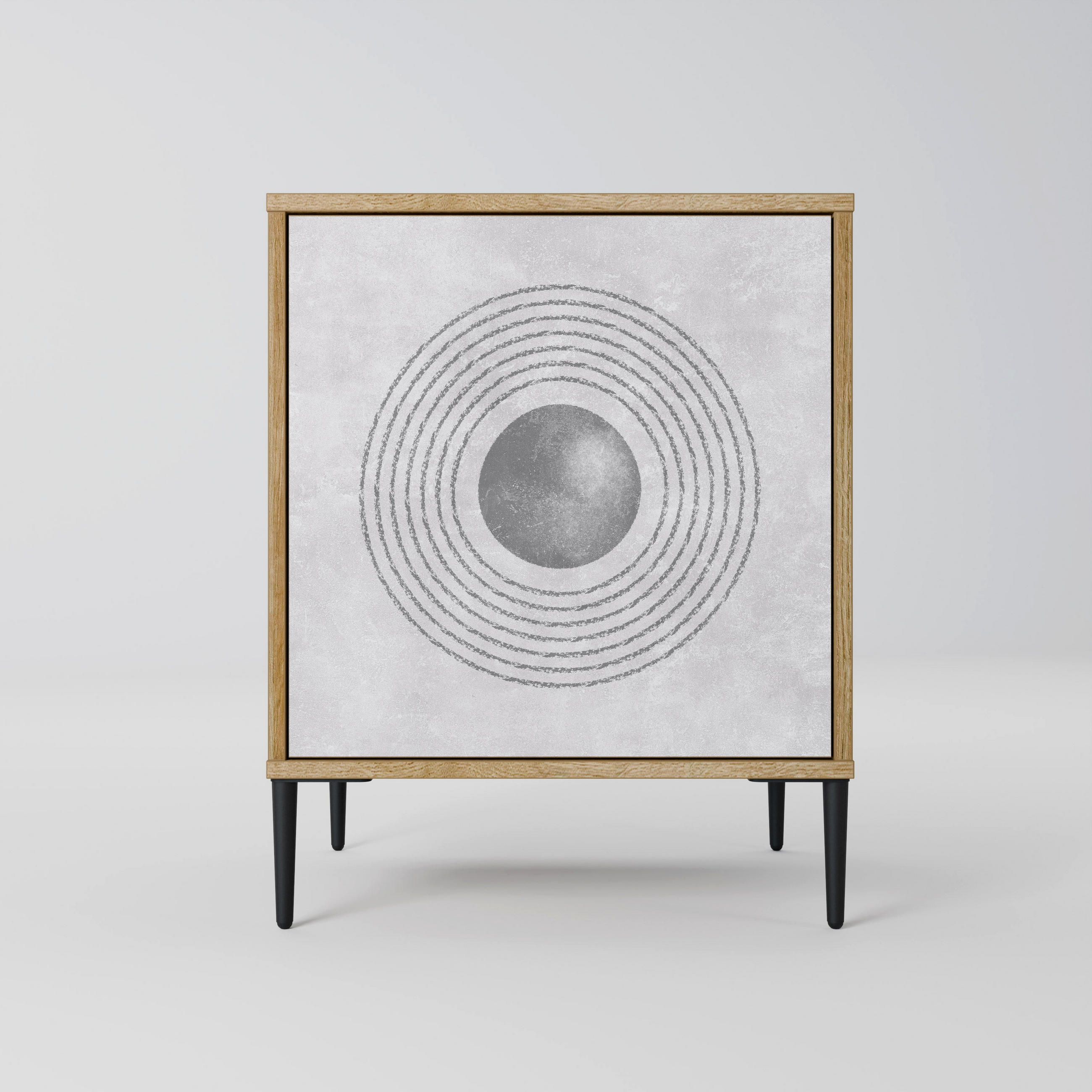 SIDEBOARD SOLID CIRCLES, Eichefarben, 57,5x42x72,5 cm, Schwarze Metallfüße - Eichefarben/Multicolor, Holzwerkstoff/Metall (57.5/72.5/42cm) - SpaceRebels