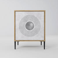 SIDEBOARD SOLID CIRCLES, Eichefarben, 57,5x42x72,5 cm, Schwarze Metallfüße - Eichefarben/Multicolor, Holzwerkstoff/Metall (57.5/72.5/42cm) - SpaceRebels
