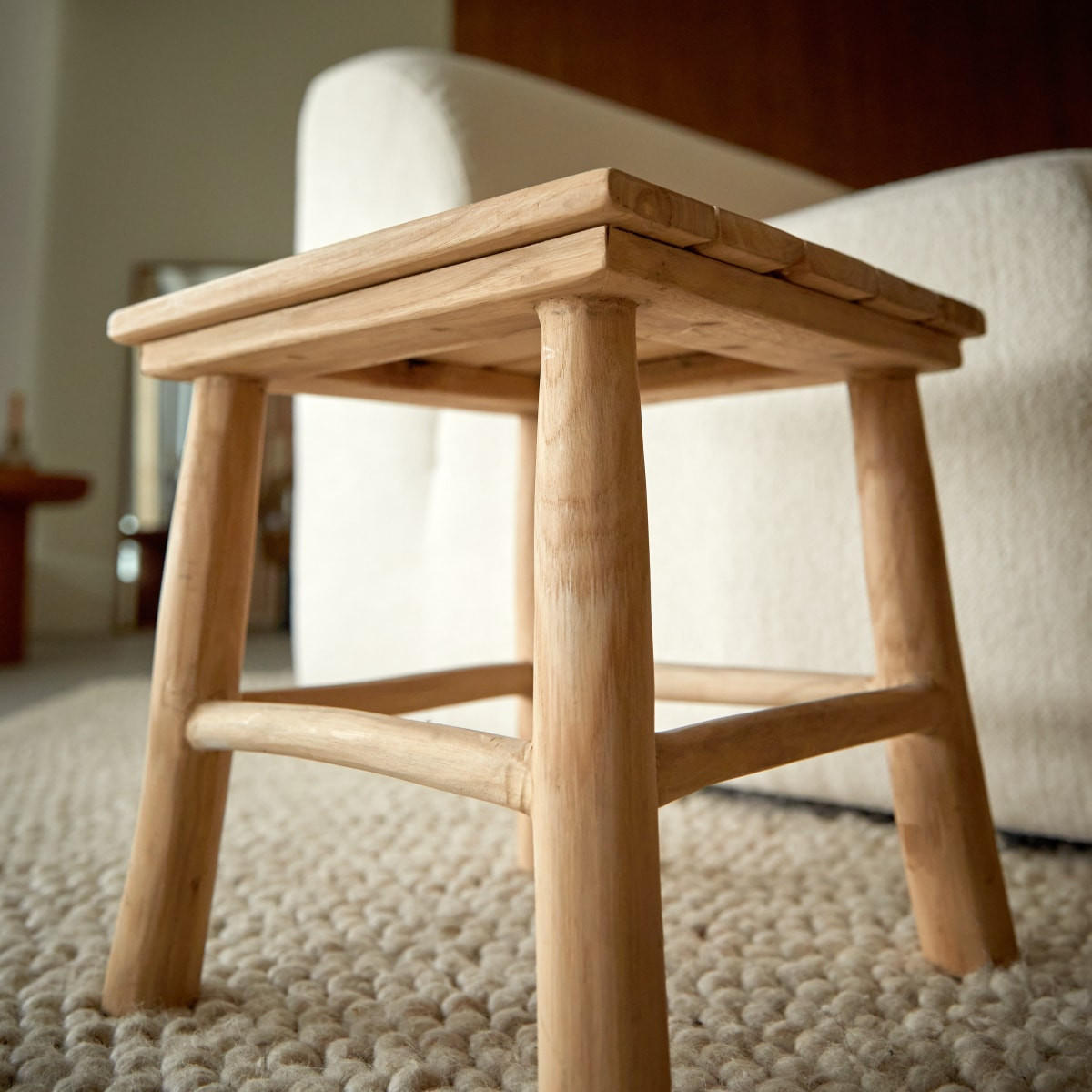 BEISTELLTISCH Kilim Natur aus Teak - Naturfarben, Holz (30/30/30cm) - Tikamoon