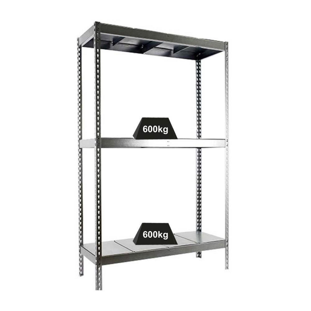 SCHWERLASTREGAL METAL BEAST THREE | HxBxT 200x180x45cm | Fachlast 600kg | Verzinkt - Silberfarben, Metall (180/200/45cm) - PROREGAL