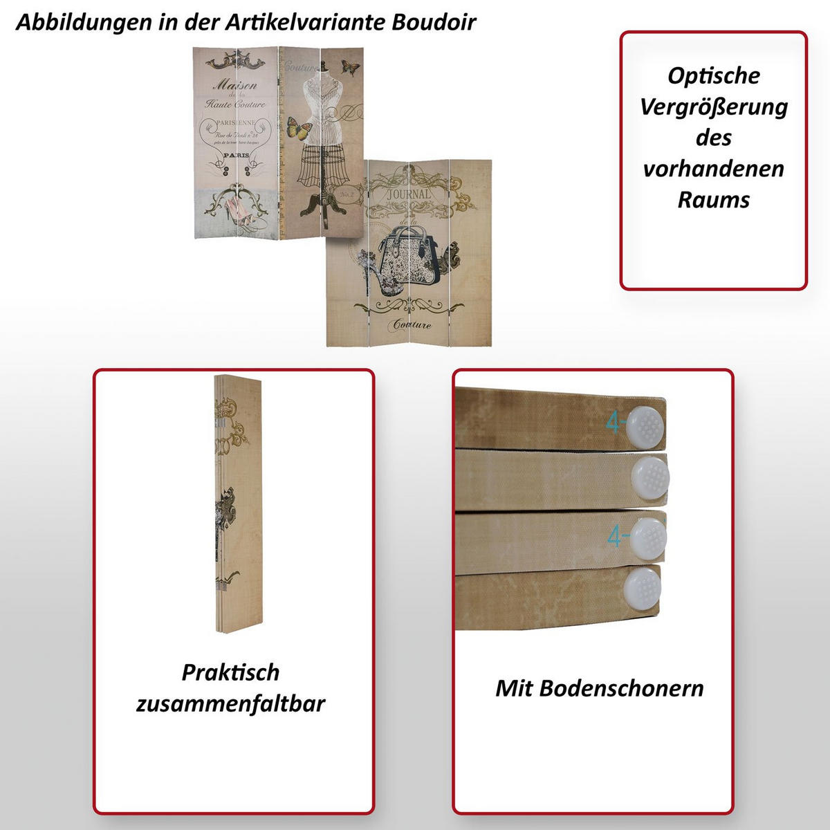 FOTO-PARAVENT Braun, Schwarz - Schwarz/Braun, Holz (160/180/2cm) - MCW