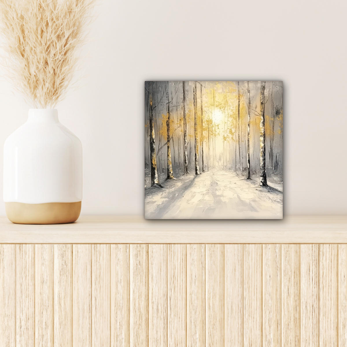 LEINWANDBILD Winter - Abstrakt - Schnee - Natur - Sonne Deko Wohnzimmer 20x20 cm - Grau, Textil (20/20cm) - MuchoWow