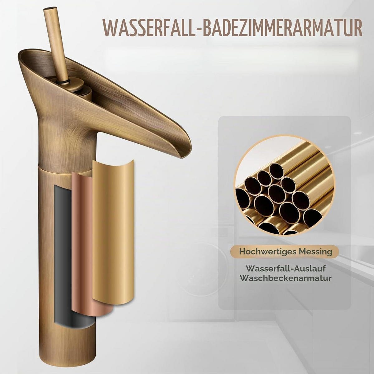 BADEZIMMERARMATUR, 31 cm x 14 cm, gold - Goldfarben, Metall (40/10/20cm) - Vallsero