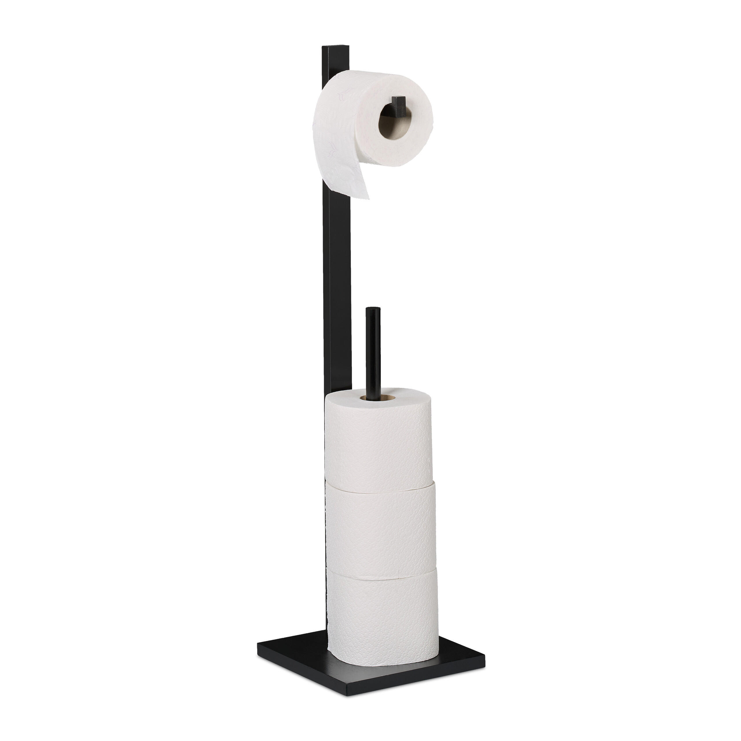 TOALETTPAPPERSHÅLLARE Svart industriell bambu MDF för 5 rullar 71/19/19 cm