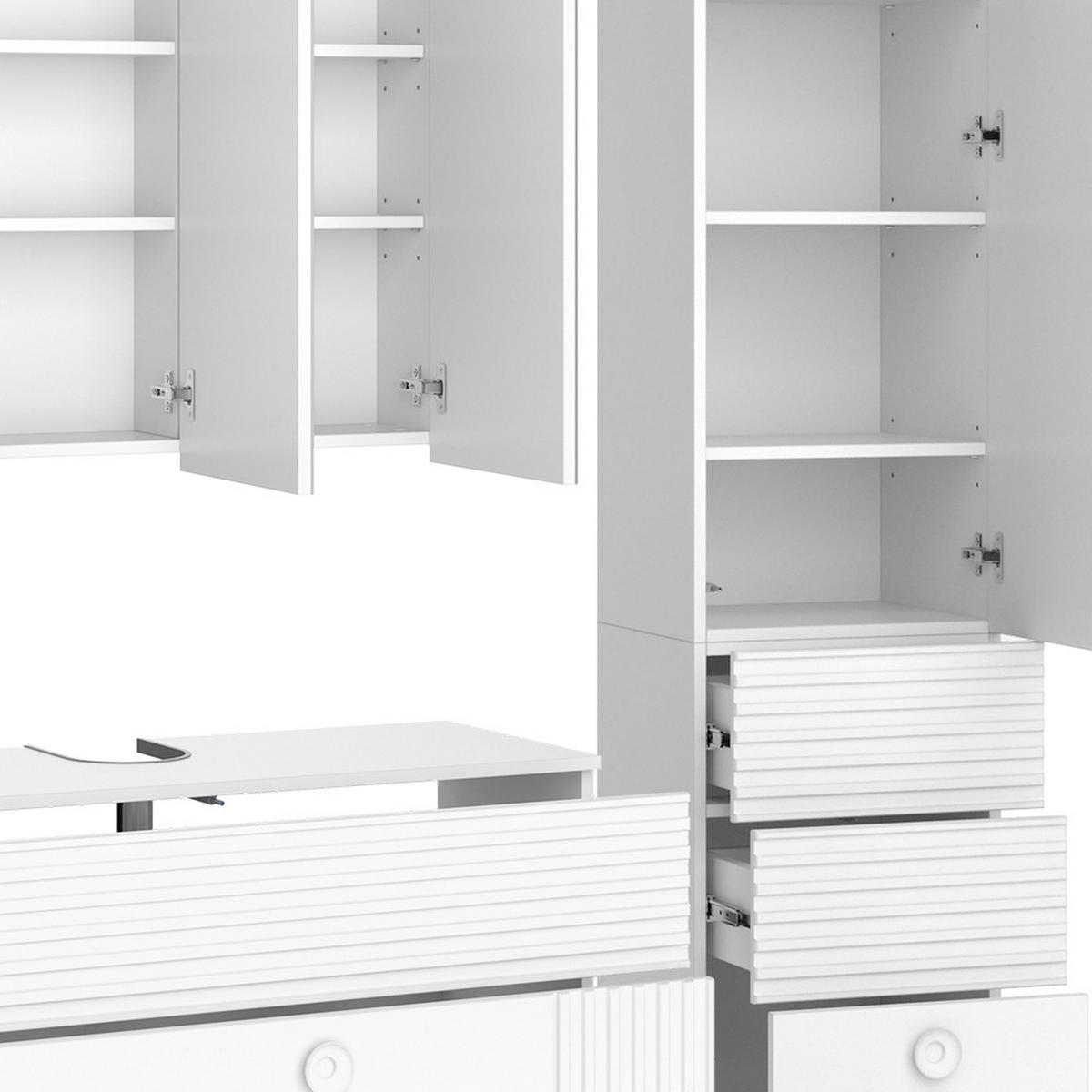 BADMÖBEL-SET Sola Weiß 3 Teile, mit Hochschrank - Weiß, Holzwerkstoff (100/72/37cm) - Vicco