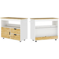 KÜCHENINSEL 107/50/85 cm mit Kautschukholz-Arbeitsplatte, Schubladen, Schrank und Rollen, Eiche - Eichefarben, Holz (107/85/50cm) - Redom