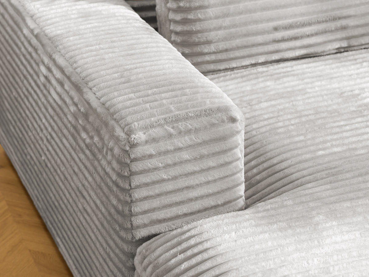 ECKSOFA Wolke mit tiefer Sitzfläche, Schlaffunktion und praktischem Bettkasten aus weichem Taupe Cordstoff - Taupe/Schwarz, Holz/Kunststoff (162/225cm) - S-Style