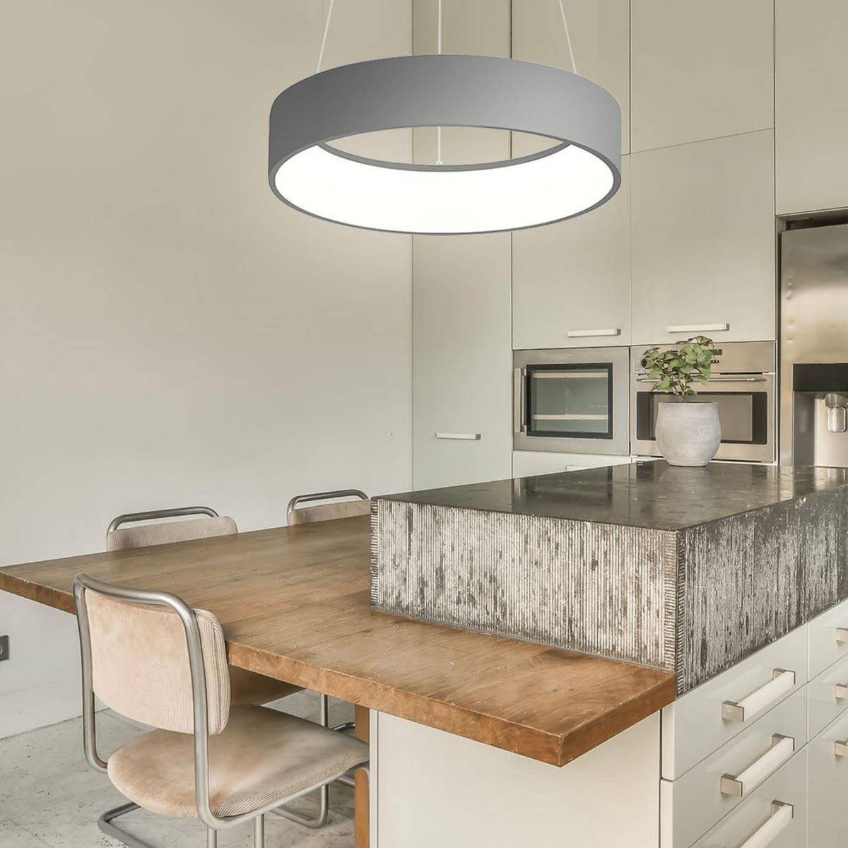 LED HÄNGELEUCHTE Grau Rund Metall - Grau, Metall (45/45/150cm) - Wofi