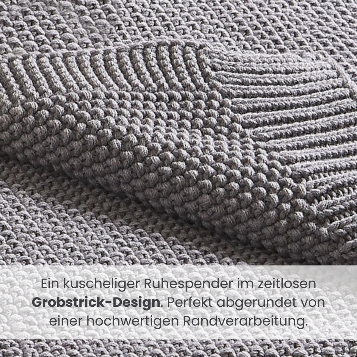 SCHMUSEDECKE 2er Set Strick grau 70/100 cm - Grau, Textil (70/100cm) - wometo