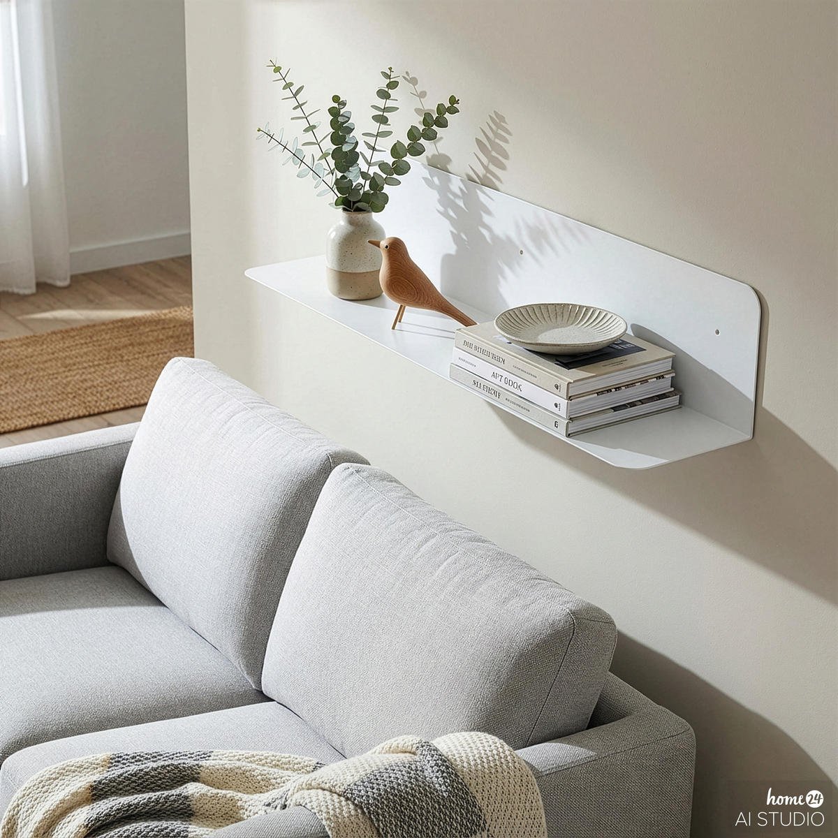 WANDBOARD - Eisen - Weiß, Metall (80/15/15cm) - home24