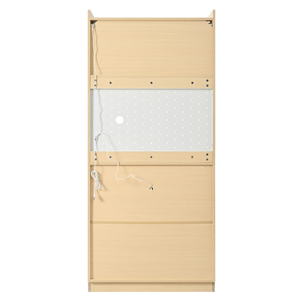 BUFFET in Narurfarben Highboard mit LED und verstellbare Einlegeböden für Ess-, Wohn- und Küche, B80/T40H180cm - Weiß/Naturfarben, Holzwerkstoff (80/180/40cm) - STILVORA