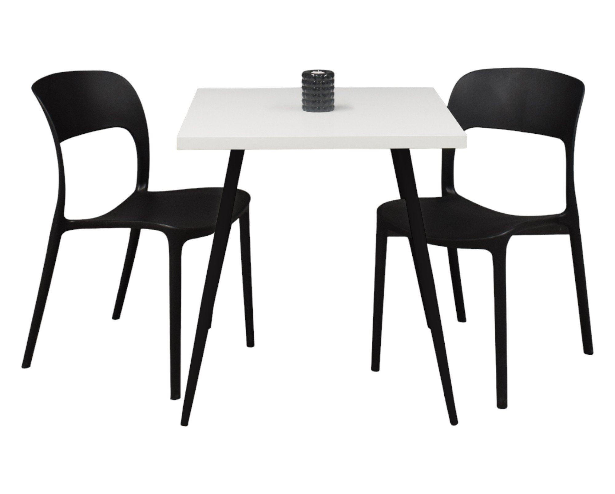 BISTROTISCH Ekaterina 70x70x75 schwarz matt/weiß matt lack - Weiß, Metall (70/70/75cm) - 58aufmkessel