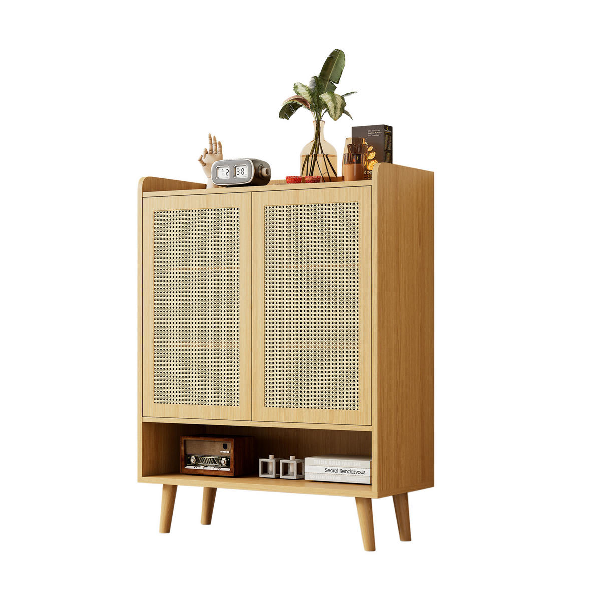 SCHUHSCHRANK 80/35/105 cm in Eichefarben mit 2 Türen und Massivholzbeinen - Naturfarben, Holzwerkstoff (80/105/35cm) - Flora Grace