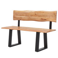 SITZBANK - Metall / Massivholz - Akazie Braun / Schwarz - Schwarz/Braun, Holz/Metall (140/85/50cm) - home24