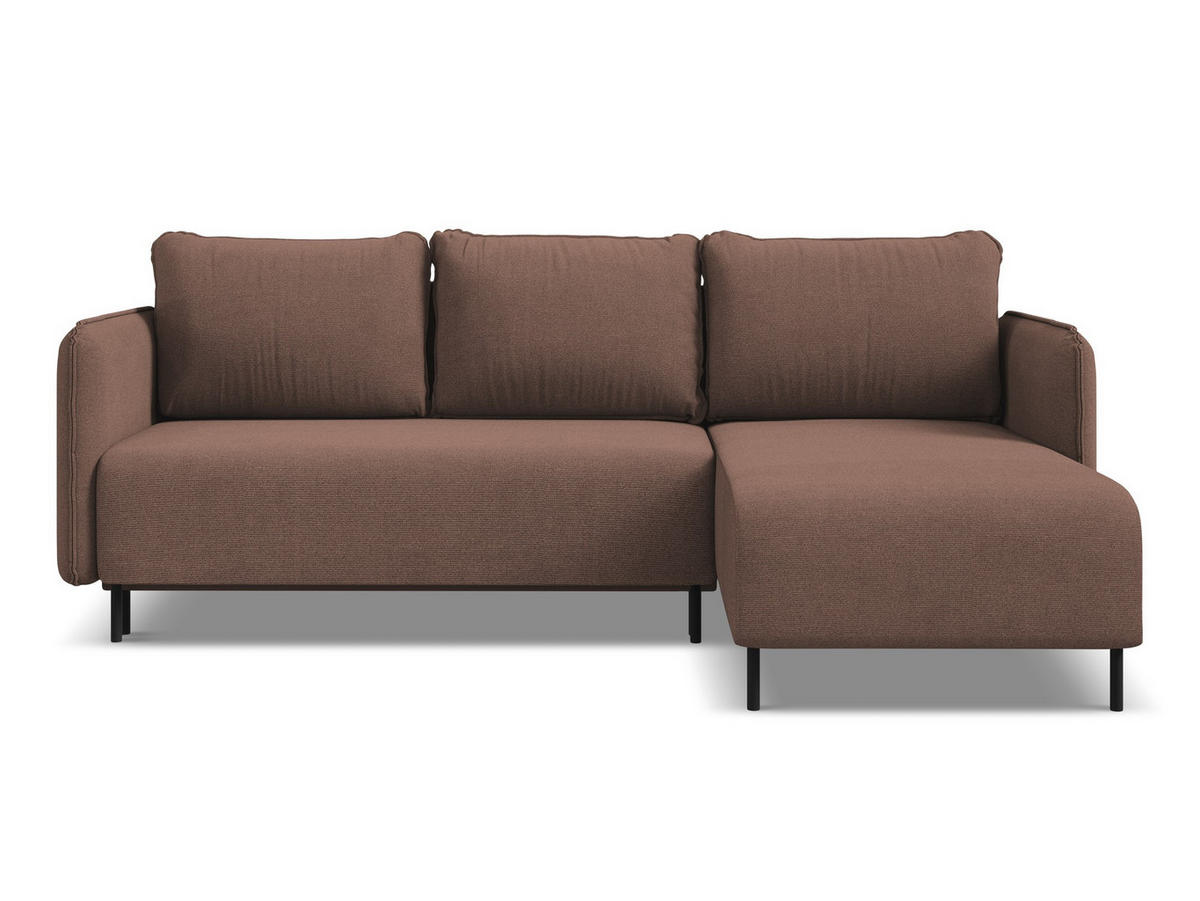 ECKSOFA mit Schlaffunktion Strukturstoff Stoff Pink - Pink/Hellrosa, Holz/Textil (236/162cm) - Makamii