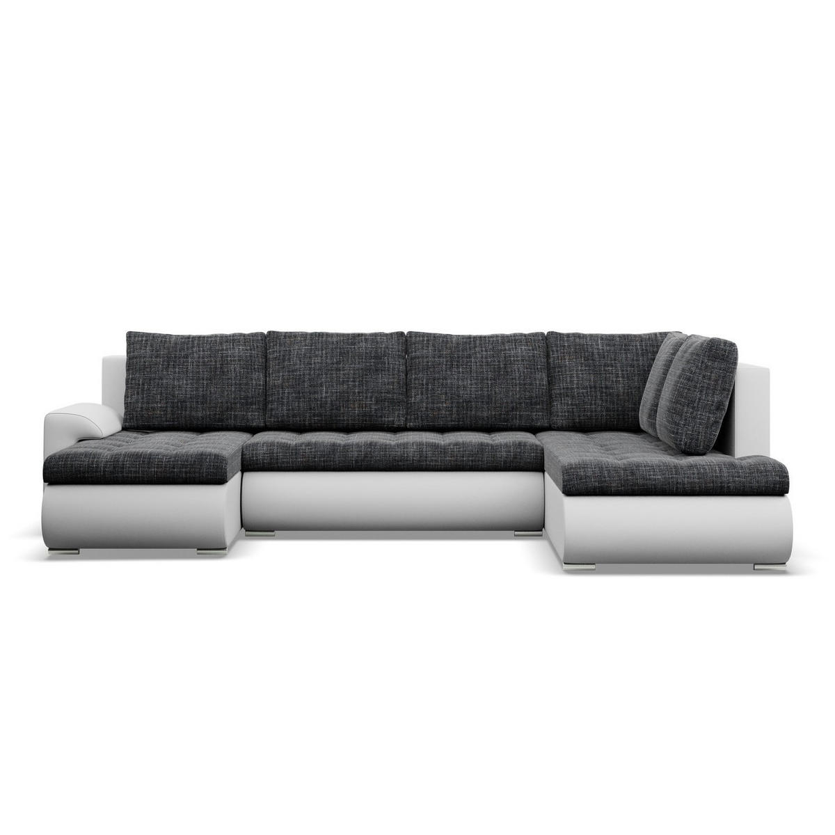 U-SOFA MIT SCHLAFFUNKTION FORESTA, Schwarz + Grau - Schwarz/Grau, Textil (300/89/200cm)
