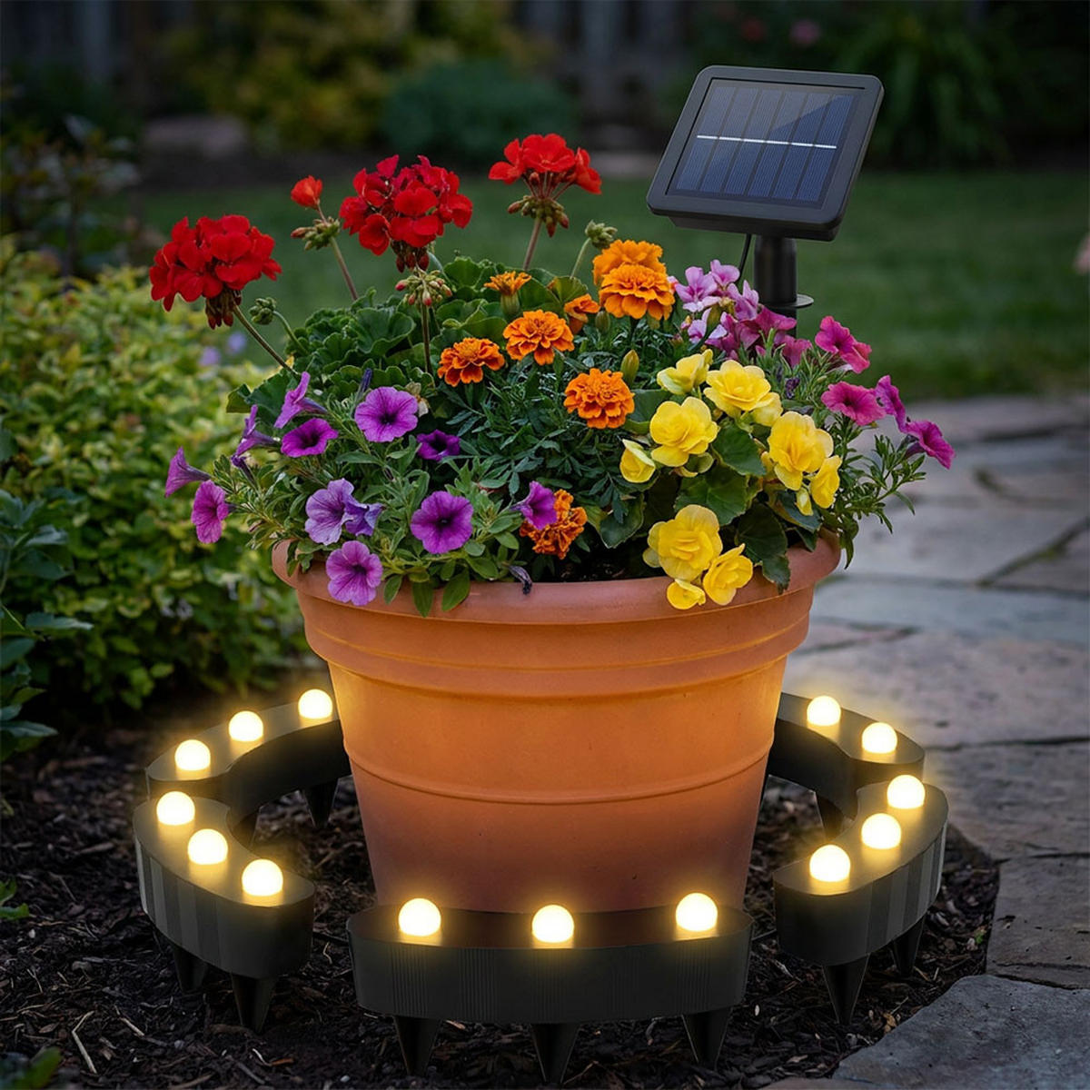 SOLAR-BLUMENTOPF-BELEUCHTUNG Polypropylen Schwarz LED - Schwarz, Kunststoff (9.5/2/5cm)