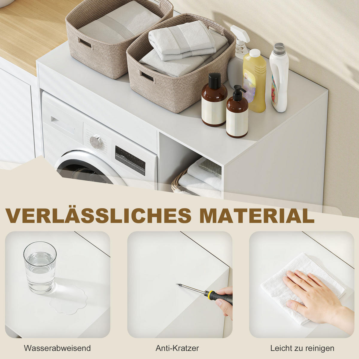 WASCHMASCHINENSCHRANK Weiß 1 Stück - Weiß, Holzwerkstoff (60/90.5/96cm) - GiPP