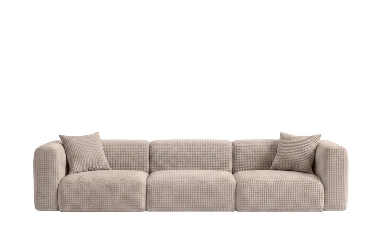 SOFA 3-Sitzer, Chenille-Stoff Cremona, Beige, GRETA - Beige, Holz (319/70/89cm) - Kaiser Möbel