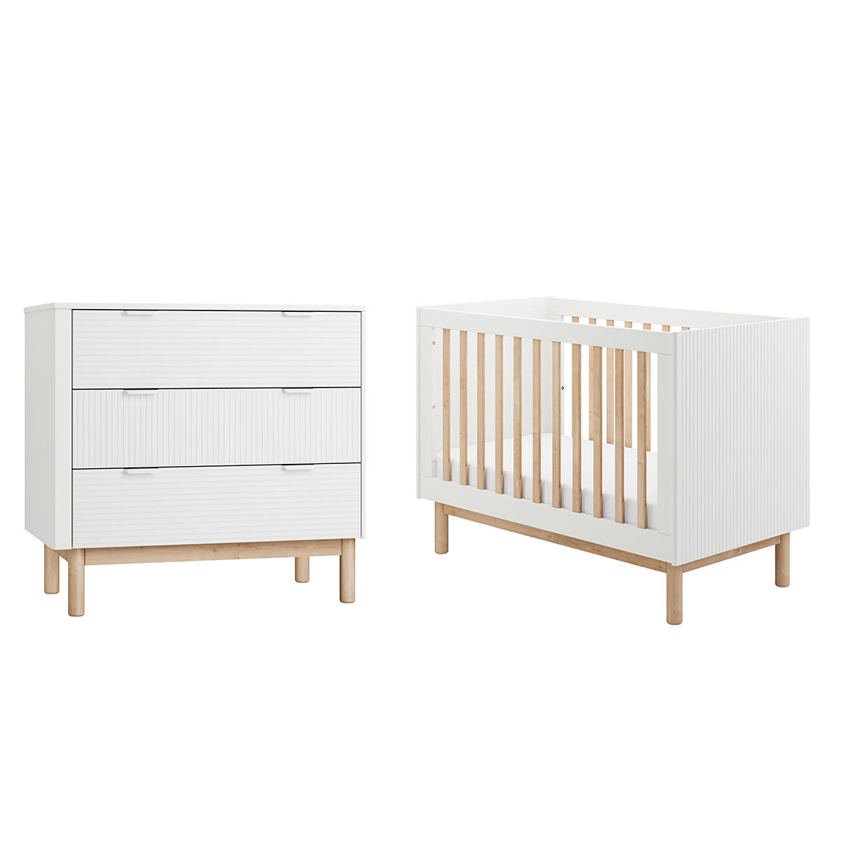 POKOJ PRO MIMINKO 2DÍLNÝ Miloo Bílá - bílá, kompozitní dřevo (123.5/87.5/66cm) - Petits-meubles