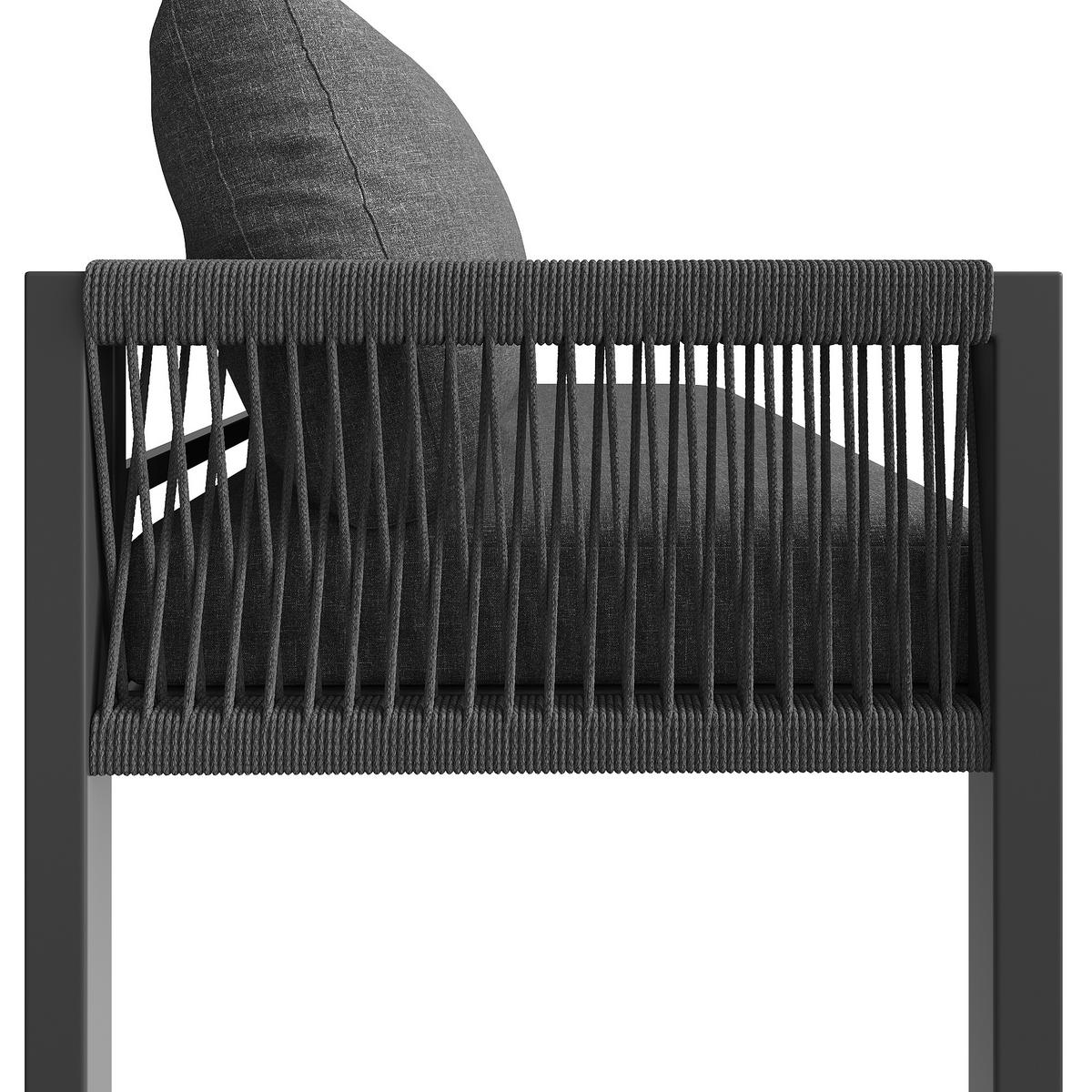 GARTENSET L-Form 8 Personen Grau Inkl. Marmortisch & 2 Sesseln - Grau, Metall - FLIEKS