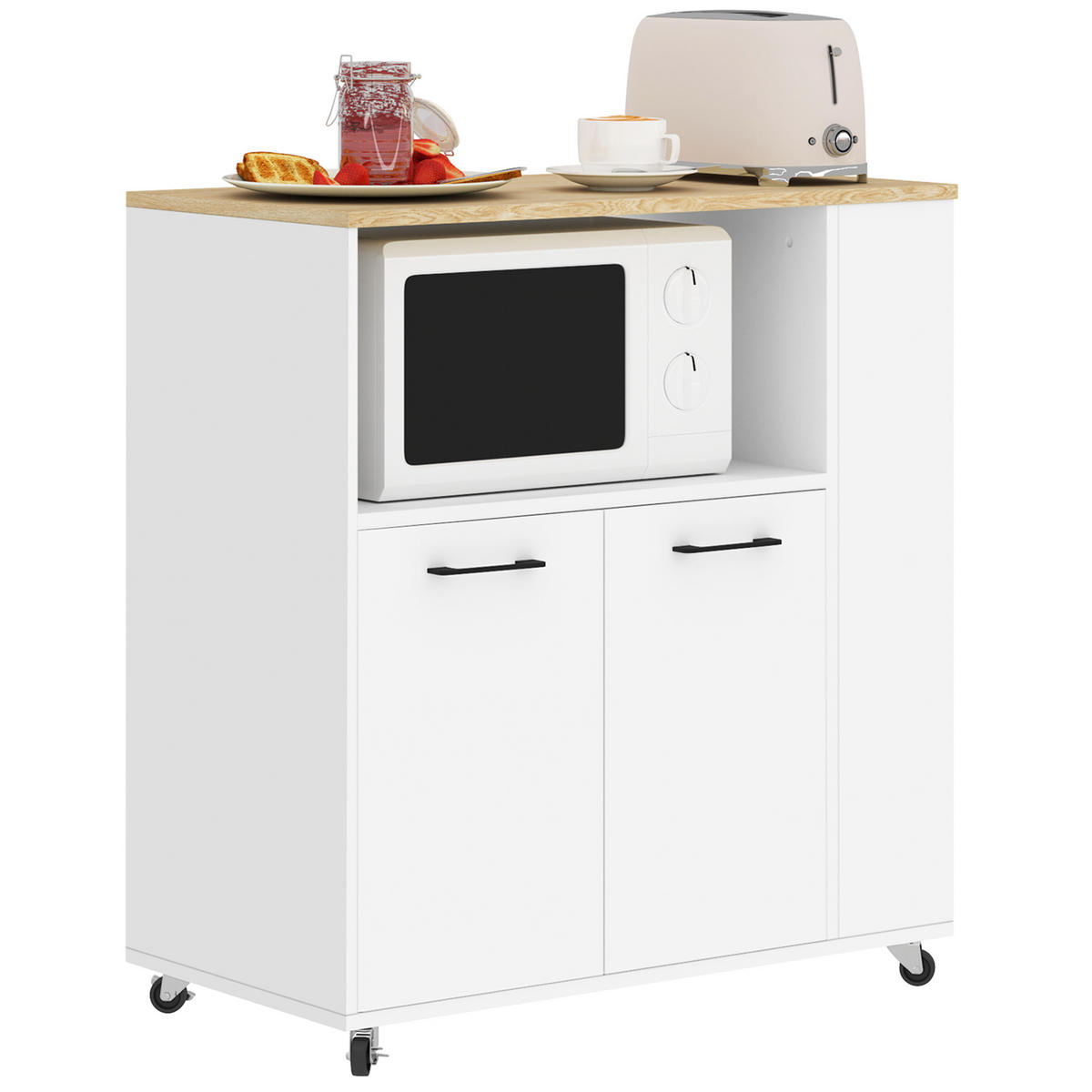 KÜCHENWAGEN, Rollbarer Wagen 75 x 40 x 80,5 cm mit 2 Türen, Weiß - Multicolor, Metall (75/80.5/40cm) - FORIOUS