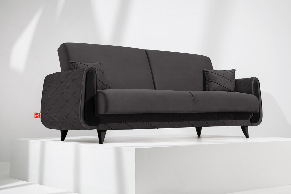 3-SITZER-SOFA GUSTAVO III Sofa 3 Velours, Graphitfarben - Graphitfarben, Holz/Holzwerkstoff (230/98/98cm) - KONSIMO®