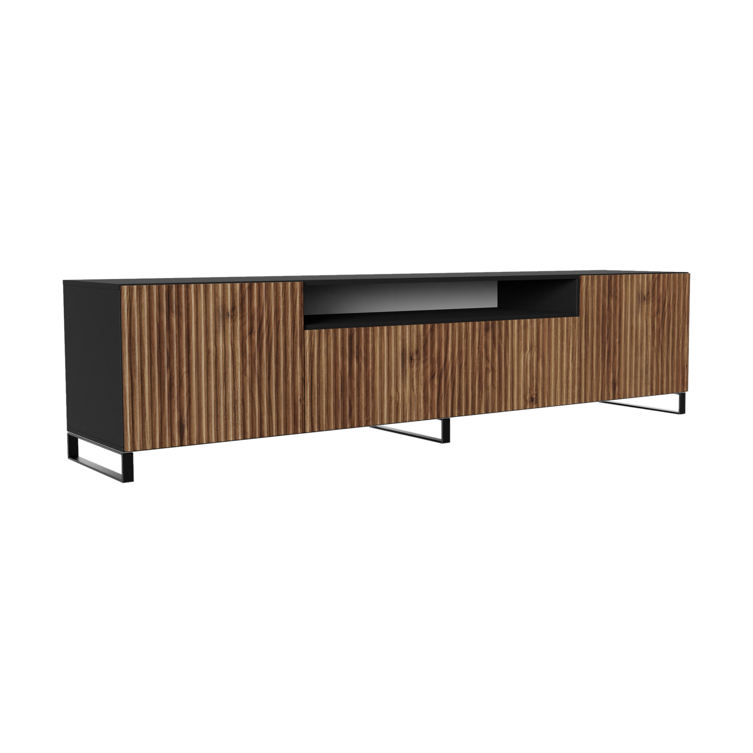 Meblini Tv-Schrank Schwarz, Wildeiche 200x53x41 cm