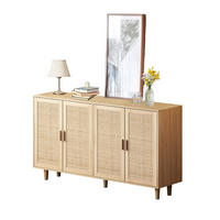 SIDEBOARD 158/40/88 cm mit 4 Türen in Natur mit Rattan-Optik - Naturfarben, Holzwerkstoff (158/88/40cm) - BEAOK