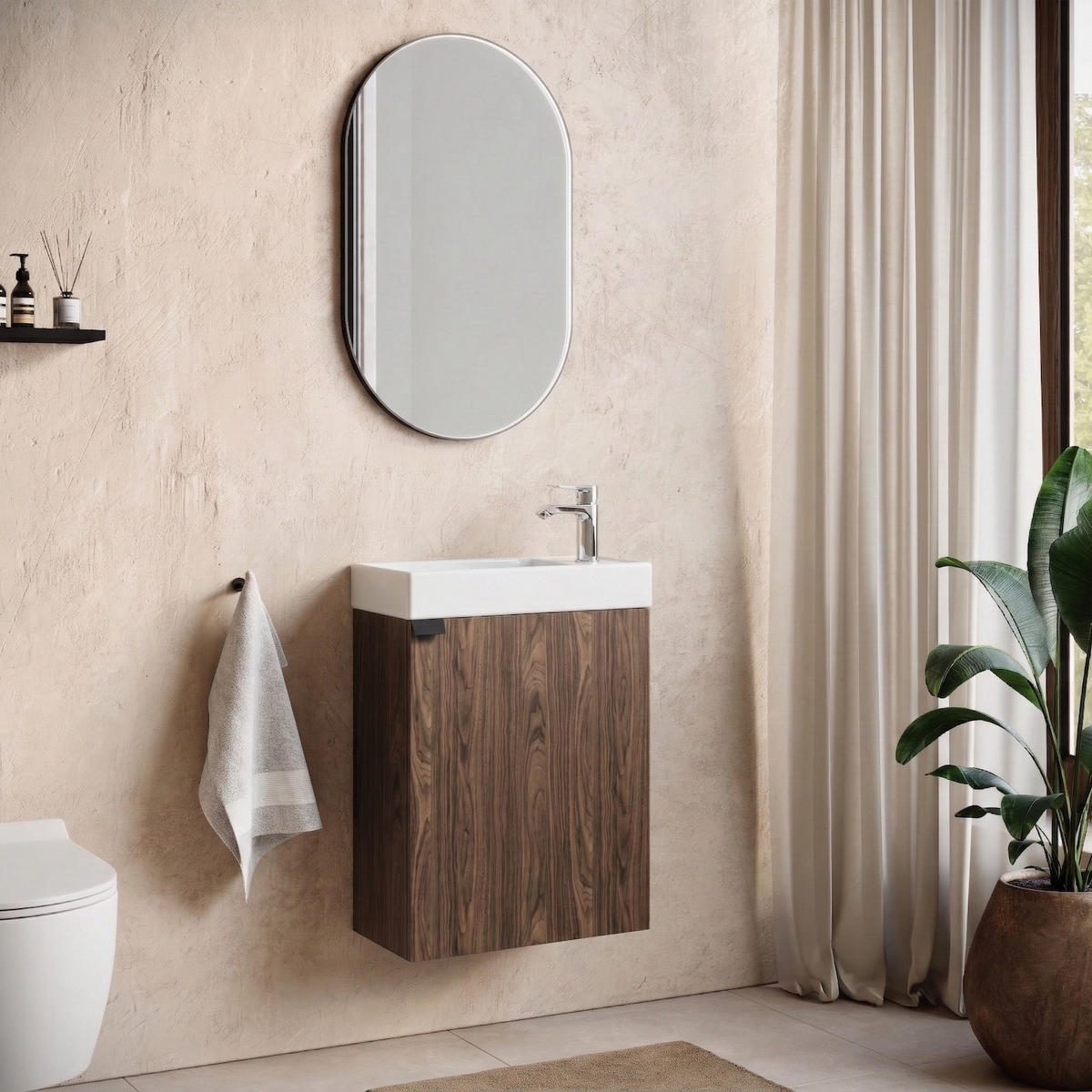 SET UMIVAONIKA SE ORMARIĆEM Keno 2 dijela smeđi orah – 50 x 23 x 60cm - boje hrasta, drvo (50/60/23cm) - Badplaats