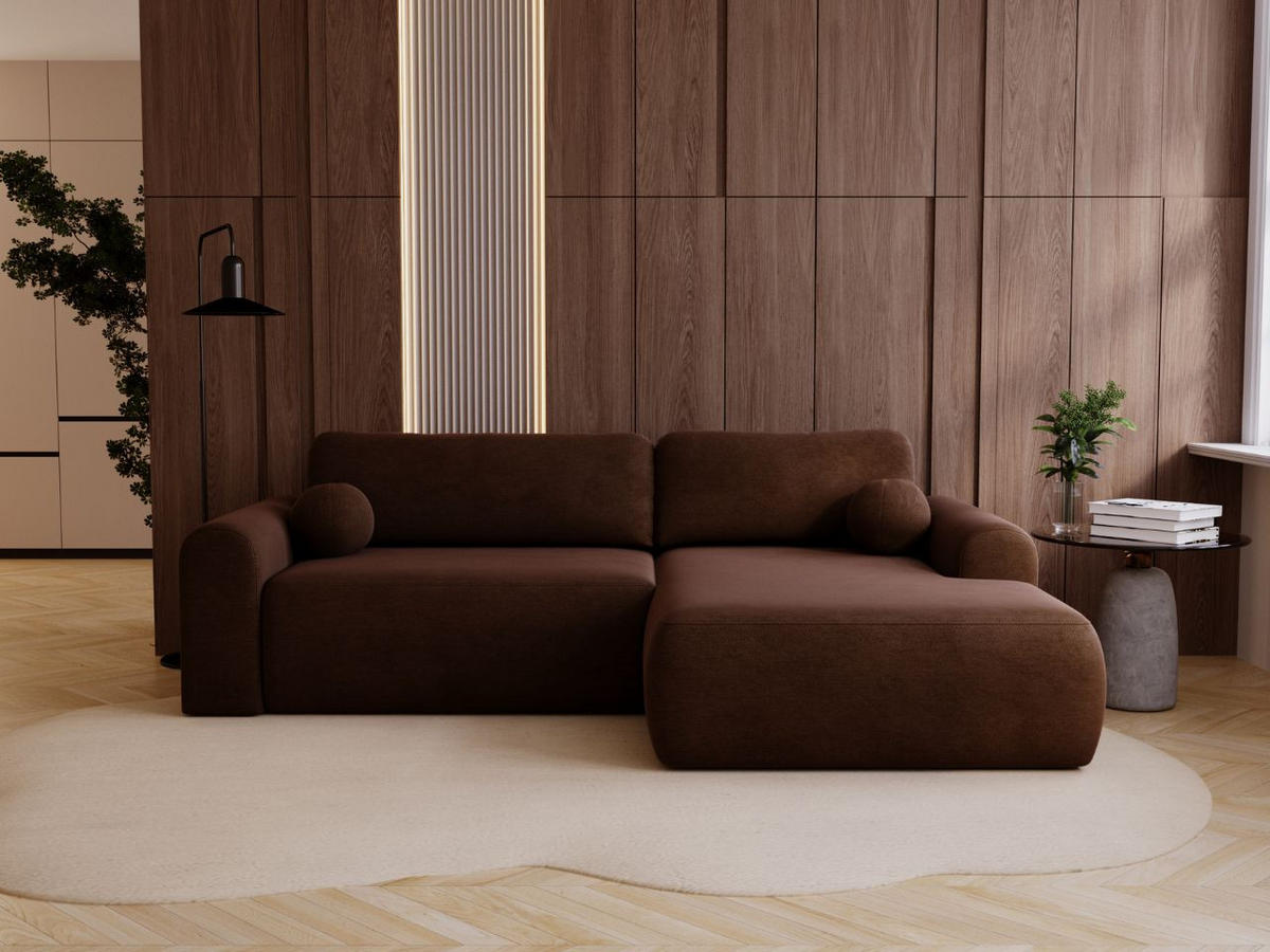 ECKSOFA Savana Dunkelbraun Rechts - Dunkelbraun, Holz/Textil (177/257cm) - Graingold