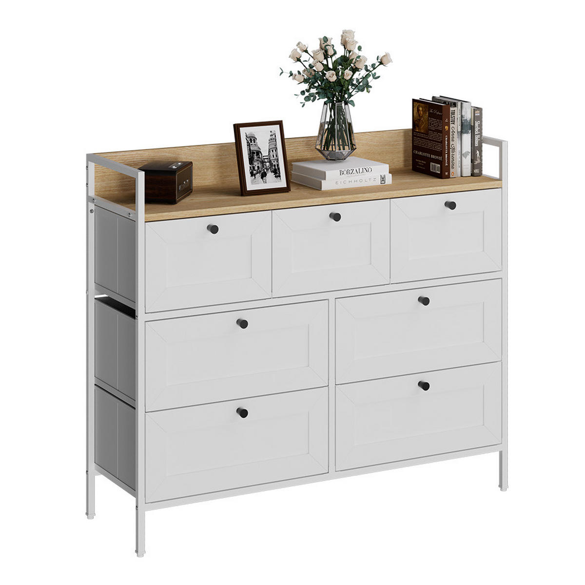 KOMMODE Belaro Weiß 98 x 85 cm mit 7 Schubladen - Weiß, Holzwerkstoff (98/85/30cm) - Vicco