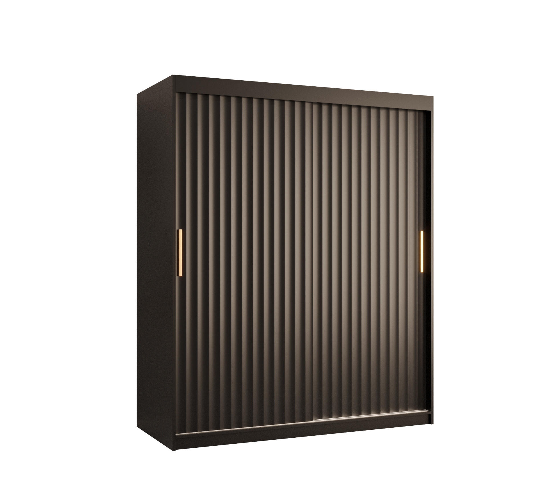 SCHWEBETÜRENSCHRANK 200/150/62 2-türig - Goldfarben/Schwarz, Holz/Kunststoff (150/200/62cm) - Abiks Möbel