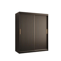 SCHWEBETÜRENSCHRANK 200/150/62 2-türig - Goldfarben/Schwarz, Holz/Kunststoff (150/200/62cm) - Abiks Möbel